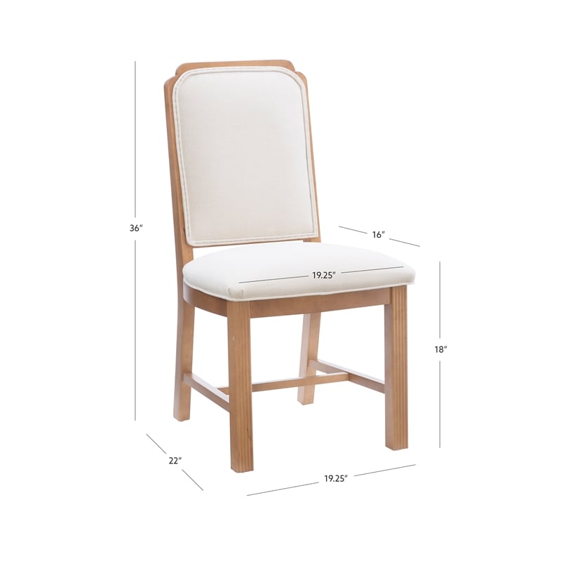 Linon Nissa Solid Beechwood Set of 2 Padded Back and Seat Side Chairs in Brown