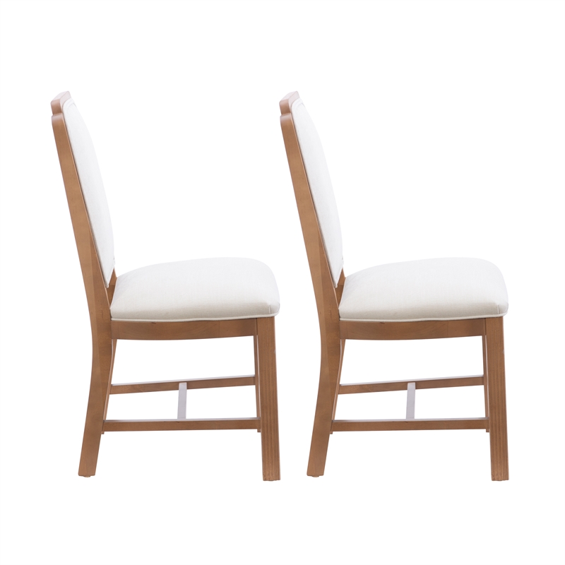 Linon Nissa Solid Beechwood Set of 2 Padded Back and Seat Side Chairs in Brown