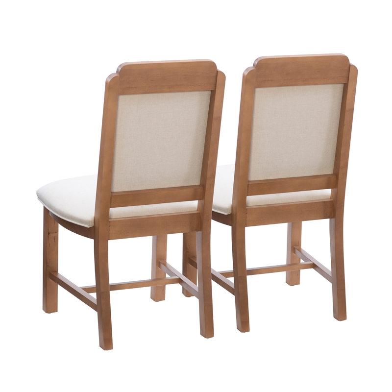 Linon Nissa Solid Beechwood Set of 2 Padded Back and Seat Side Chairs in Brown