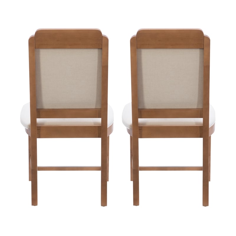 Linon Nissa Solid Beechwood Set of 2 Padded Back and Seat Side Chairs in Brown