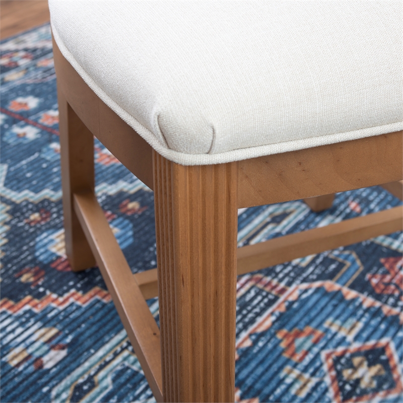 Linon Nissa Solid Beechwood Set of 2 Padded Back and Seat Side Chairs in Brown