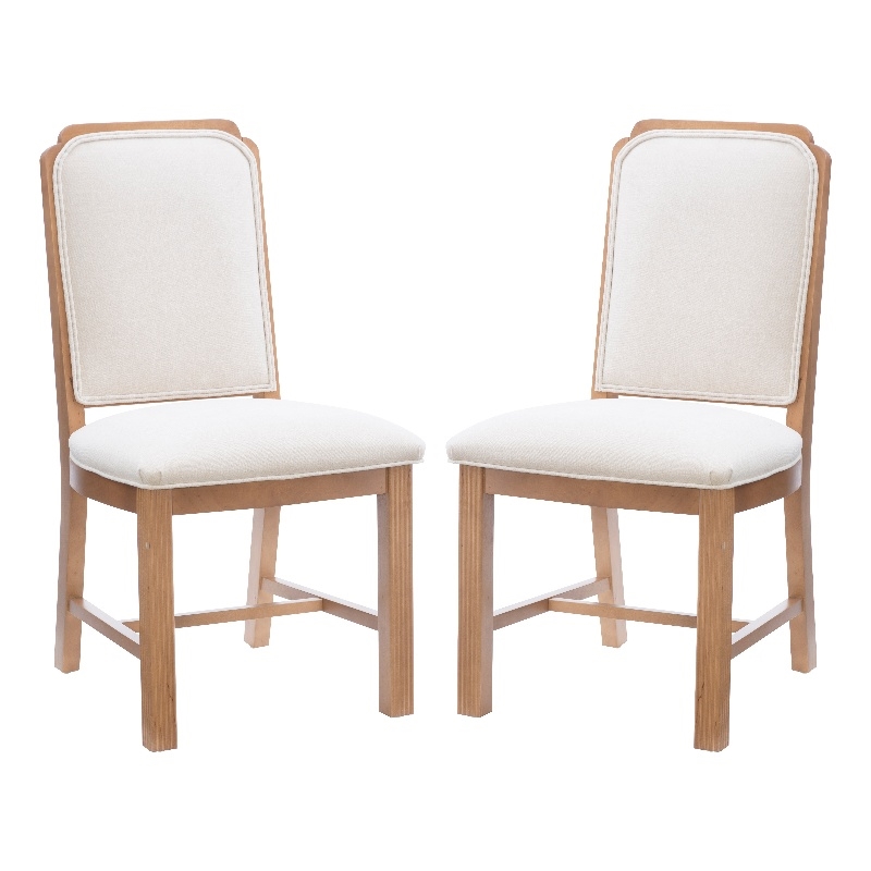 Linon Nissa Solid Beechwood Set of 2 Padded Back and Seat Side Chairs in Brown