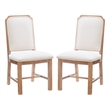 Linon Nissa Solid Beechwood Set of 2 Padded Back and Seat Side Chairs in Brown
