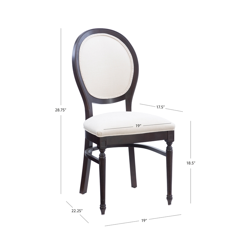 Linon Laney Beechwood Set of 2 Padded Back and Seat Side Chairs in Dark Brown