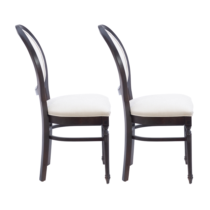 Linon Laney Beechwood Set of 2 Padded Back and Seat Side Chairs in Dark Brown
