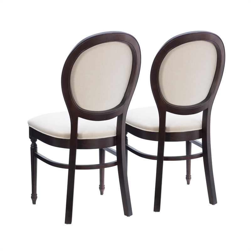 Linon Laney Beechwood Set of 2 Padded Back and Seat Side Chairs in Dark Brown