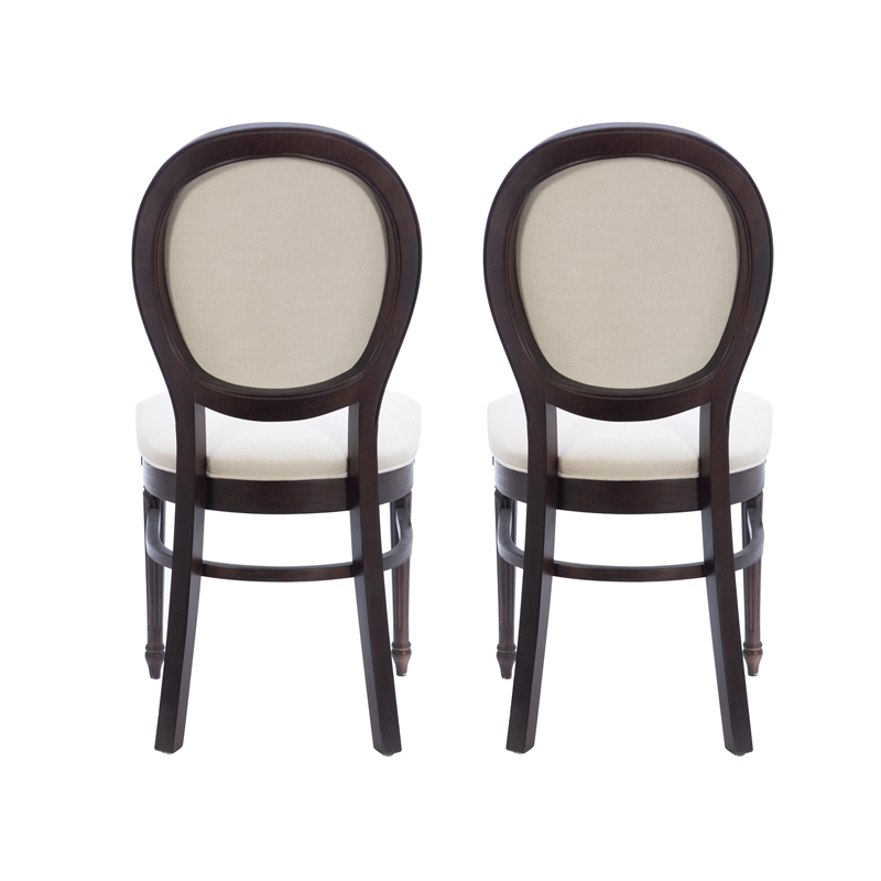 Linon Laney Beechwood Set of 2 Padded Back and Seat Side Chairs in Dark Brown