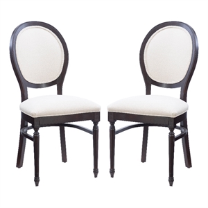 Linon Laney Beechwood Set of 2 Padded Back and Seat Side Chairs in Dark Brown
