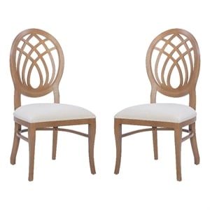 Linon Paxton Beechwood Ornamental Backrest Set of 2 Dining Chairs in Light Brown