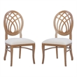 Linon Paxton Beechwood Ornamental Backrest Set of 2 Dining Chairs in Light Brown