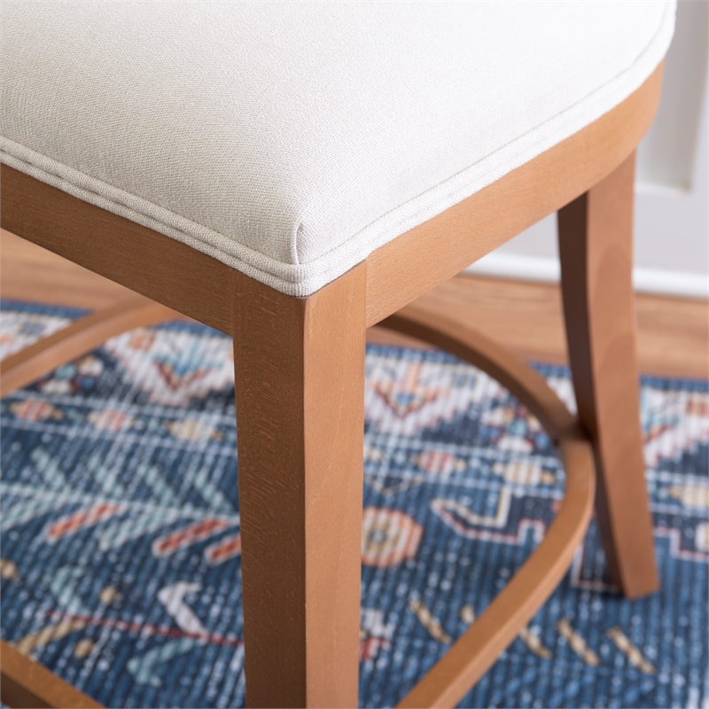 Linon Paxton Ornamental Backrest Set of 2 Counter Stool in Light Brown Beechwood