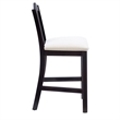 Linon Hiller Beechwood Set of 2 Splat Back Upholstered Counter Stool in Dk Brown