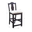 Linon Hiller Beechwood Set of 2 Splat Back Upholstered Counter Stool in Dk Brown