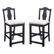 Linon Hiller Beechwood Set of 2 Splat Back Upholstered Counter Stool in Dk Brown