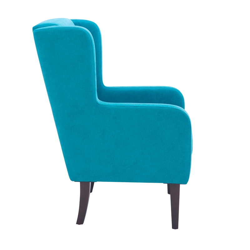 Linon Paulo Upholstered Wingback Accent Chair with Quilted Back & Seat in Teal
