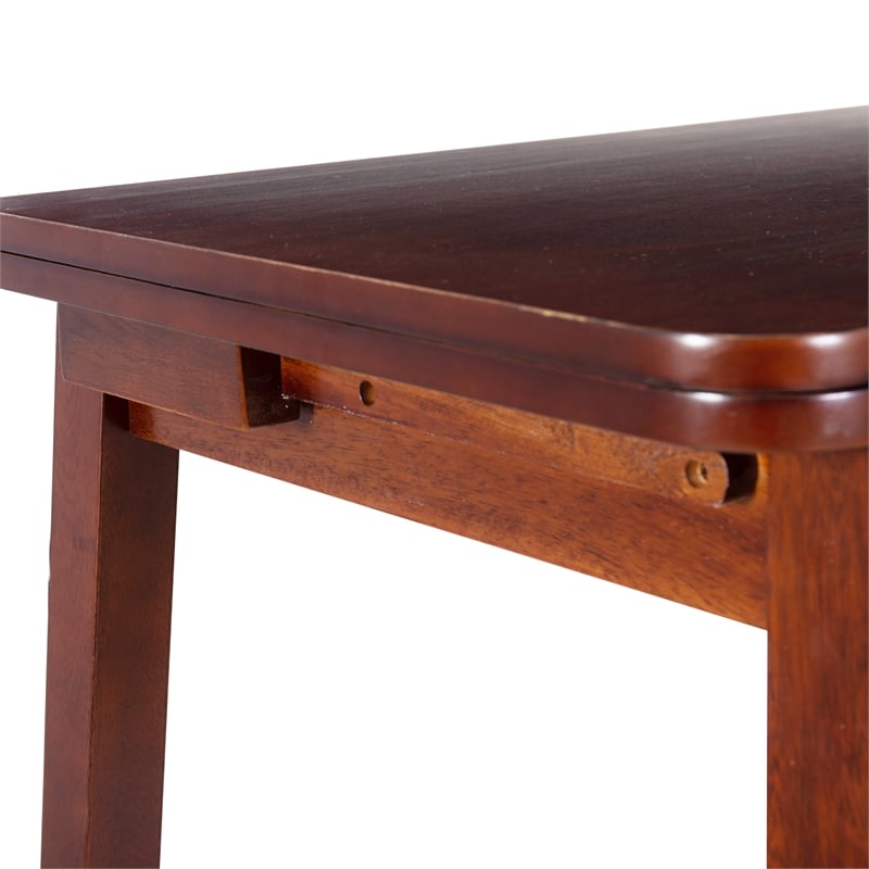 Linon Breia 3-Piece Dining Set Extendable Storage Tabletop in Cherry Wood Finish