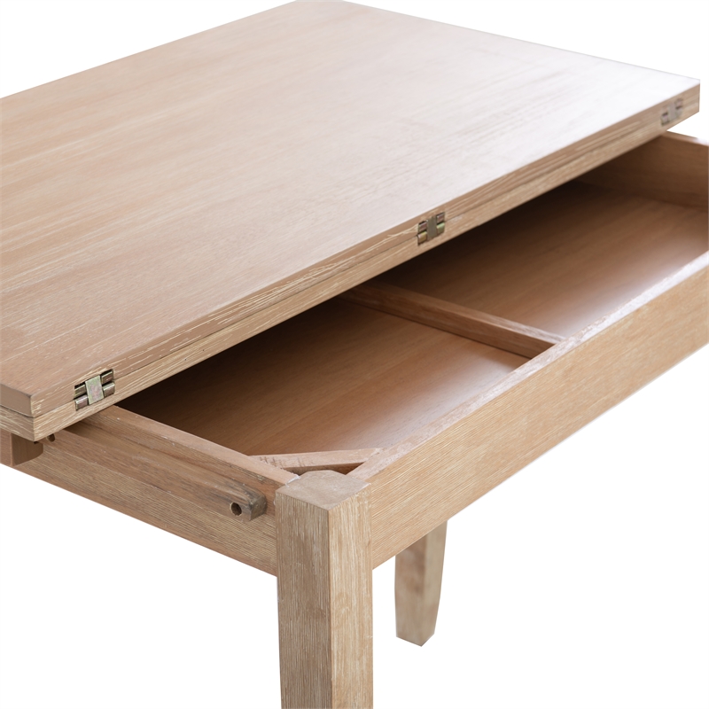 Linon Breia 3-Piece Dining Set Extendable Storage Tabletop in Gray Wash Wood