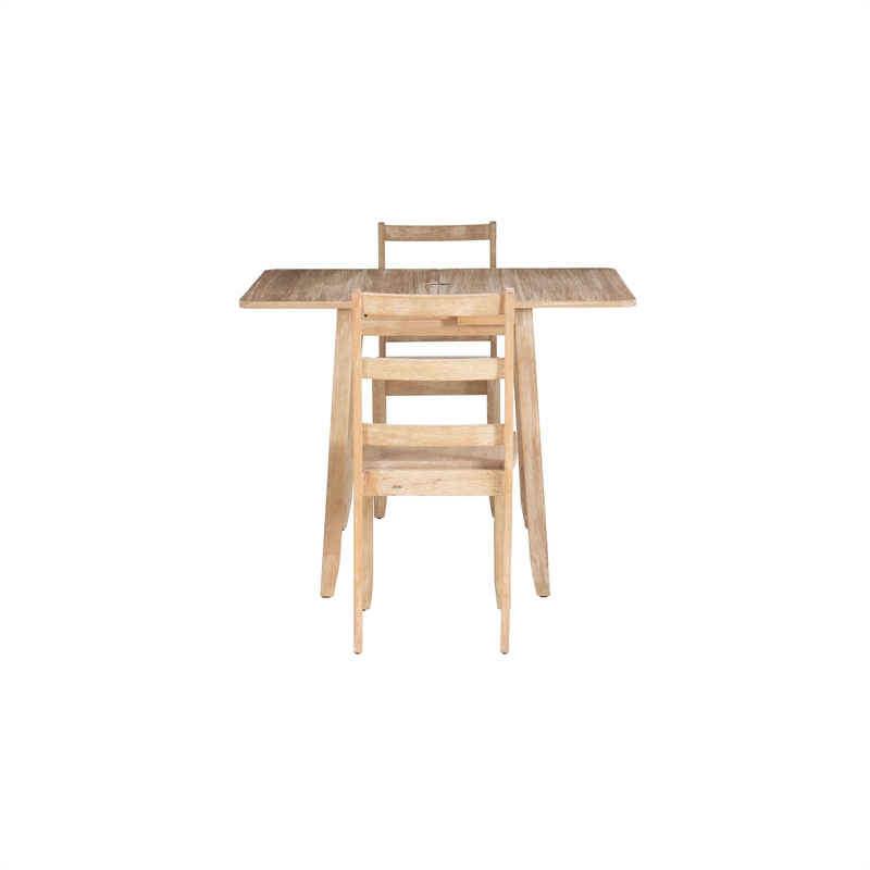 Linon Breia 3-Piece Dining Set Extendable Storage Tabletop in Gray Wash Wood