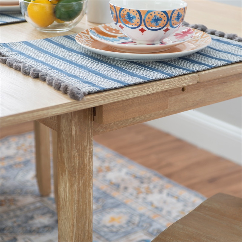 Linon Breia 3-Piece Dining Set Extendable Storage Tabletop in Gray Wash Wood