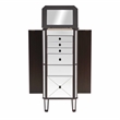 Linon Jessa 6-Drawer Flip Top Jewelry Armoire in Mirror and Walnut Brown Wood