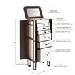 Linon Jessa 6-Drawer Flip Top Jewelry Armoire in Mirror and Walnut Brown Wood