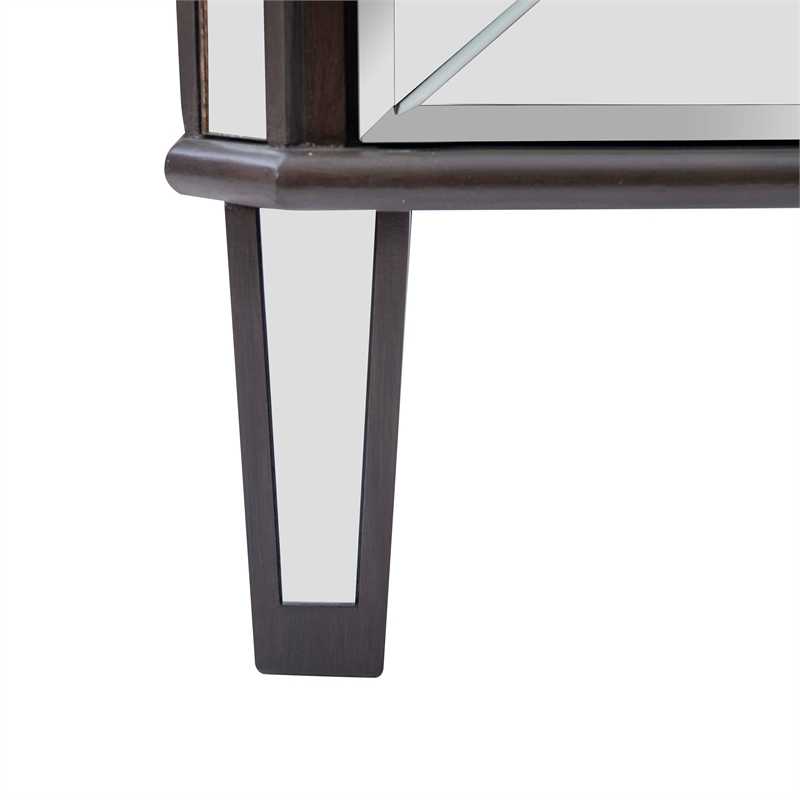 Linon Jessa 6-Drawer Flip Top Jewelry Armoire in Mirror and Walnut Brown Wood