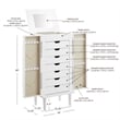 Linon Livi 7-Drawer Wood Jewelry Armoire with Flip Top in White