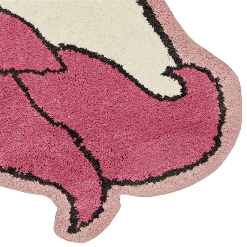 Linon Unicorn Shaped Hand Tufted Accent Rug in Pink