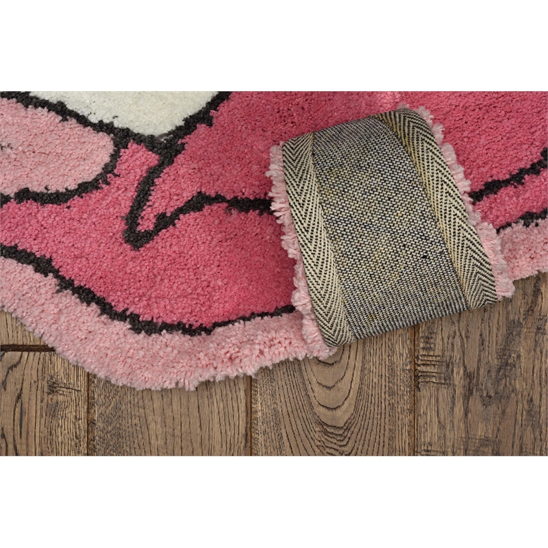 Linon Unicorn Shaped Hand Tufted Accent Rug in Pink