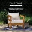 Linon Seacrest Slat Back Club Chair with Beige Cushions in Brown Acacia Wood