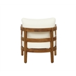 Linon Seacrest Slat Back Club Chair with Beige Cushions in Brown Acacia Wood