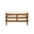 Linon Seacrest Loveseat/Table/2 Chair Set & Beige Cushions in Brown Acacia Wood