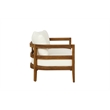 Linon Seacrest Loveseat/Table/2 Chair Set & Beige Cushions in Brown Acacia Wood