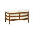 Linon Seacrest Loveseat/Table/2 Chair Set & Beige Cushions in Brown Acacia Wood