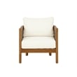 Linon Panama Club Chair with Beige Cushions in Brown Oil Finished Acacia Wood