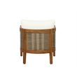 Linon Panama Club Chair with Beige Cushions in Brown Oil Finished Acacia Wood