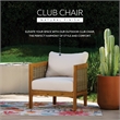 Linon Panama Club Chair with Beige Cushions in Brown Oil Finished Acacia Wood