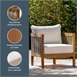 Linon Panama Club Chair with Beige Cushions in Brown Oil Finished Acacia Wood