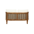 Linon Panama Loveseat & Table Set with Beige Cushions in Brown Acacia Wood