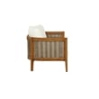 Linon Panama Loveseat & Table Set with Beige Cushions in Brown Acacia Wood