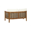 Linon Panama Loveseat Table & 2 Chair Set Beige Cushions in Brown Acacia Wood