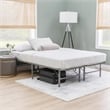 Linon Lowell Full Folding Platform Mattress Base in Grey Powder Coated Steel