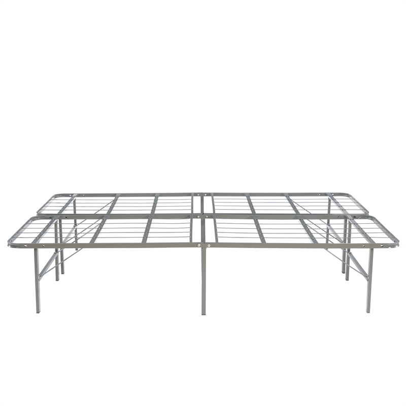 Linon Lowell Full Folding Platform Mattress Base in Grey Powder Coated Steel