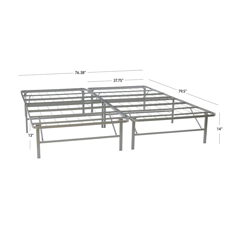 Linon Lowell King Folding Platform Mattress Base in Grey Powder Coated Steel