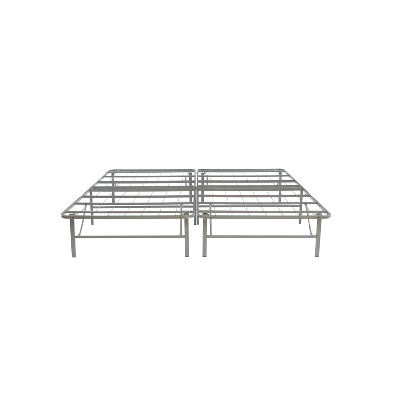 Linon Lowell King Folding Platform Mattress Base in Grey Powder Coated Steel