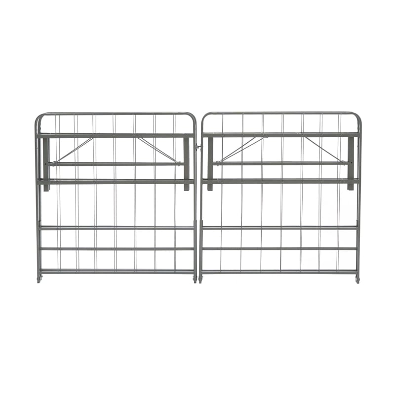 Linon Lowell King Folding Platform Mattress Base in Grey Powder Coated Steel