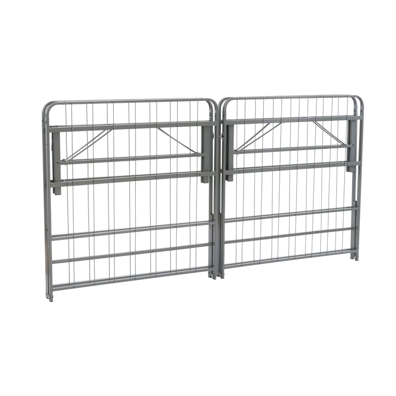 Linon Lowell King Folding Platform Mattress Base in Grey Powder Coated Steel