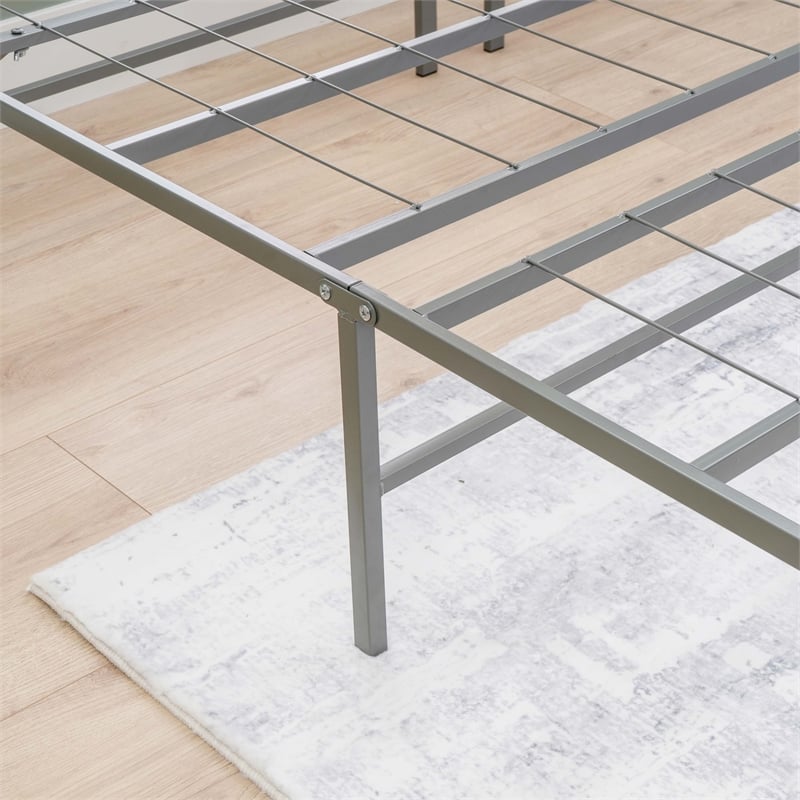Linon Lowell King Folding Platform Mattress Base in Grey Powder Coated Steel