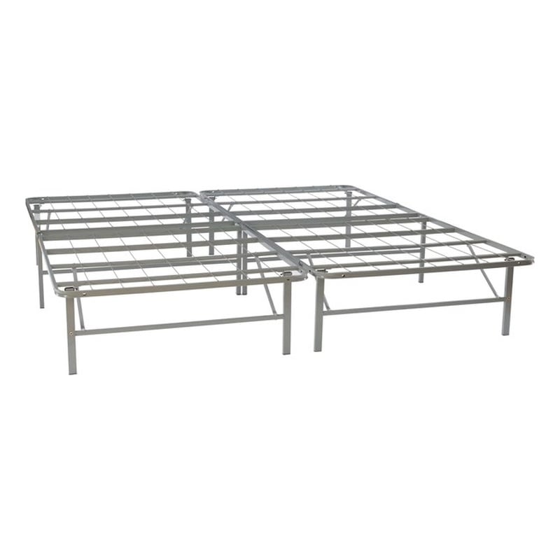 Linon Lowell King Folding Platform Mattress Base in Grey Powder Coated Steel