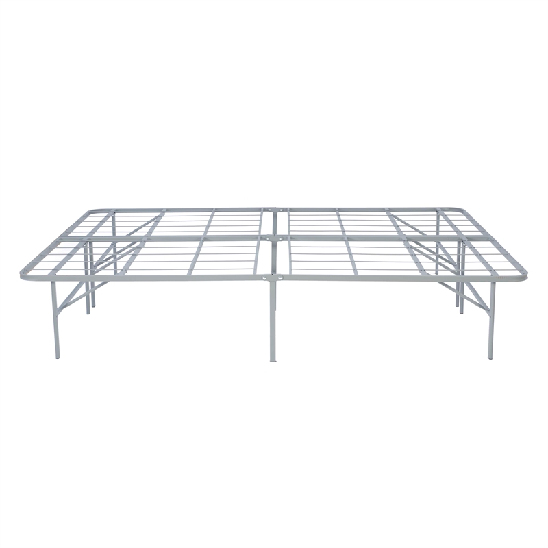 Linon Lowell Queen Folding Platform Mattress Base in Grey Powder Coated Steel